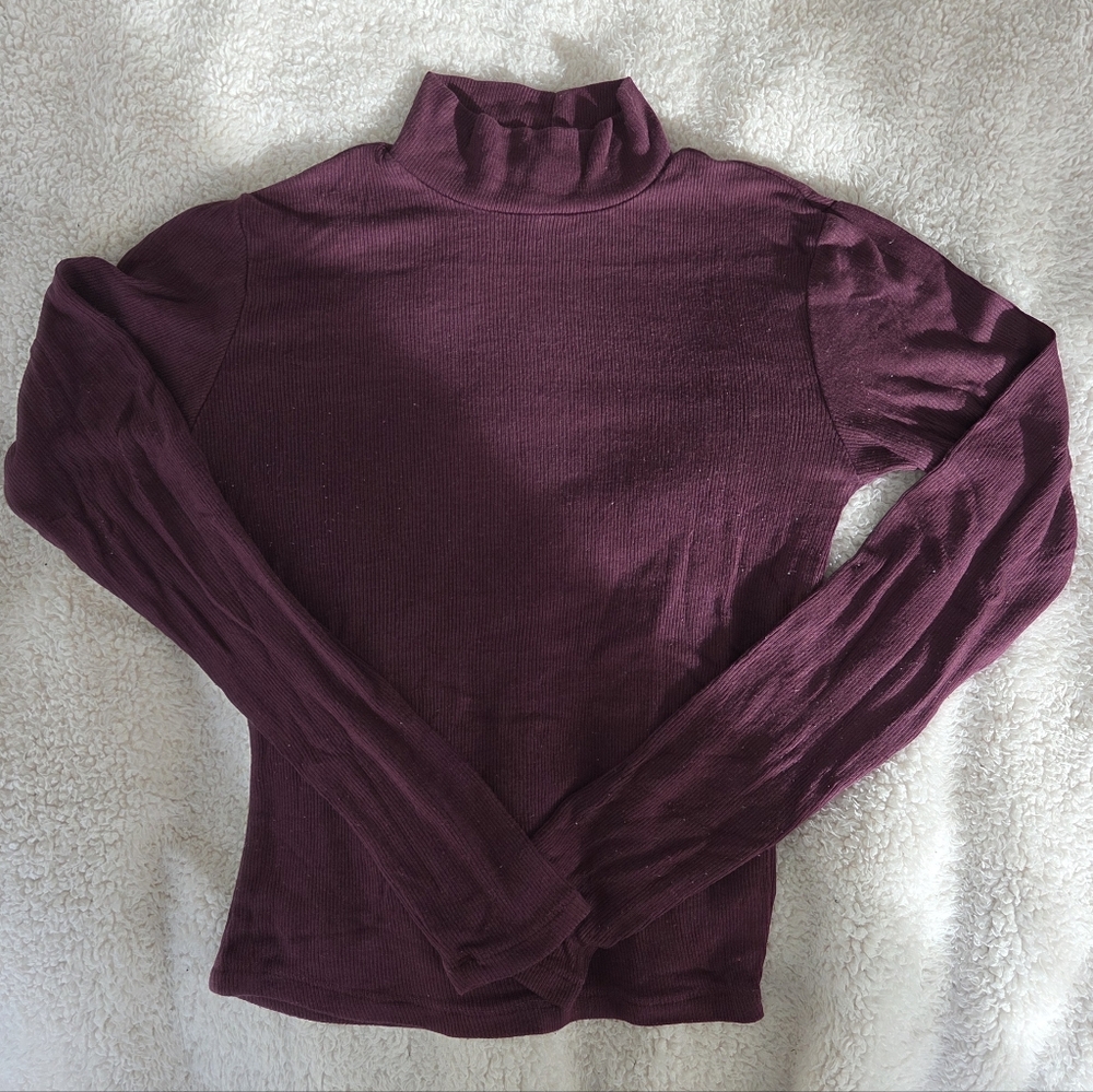 Garage Burgundy Mockneck Top
